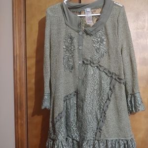 Forest Green Lacey Button Dress
